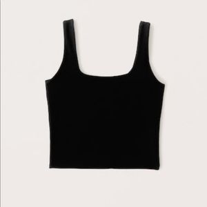 Abercrombie 90s Cotton Seamless Fabric Sqaureneck Tank - black NWT